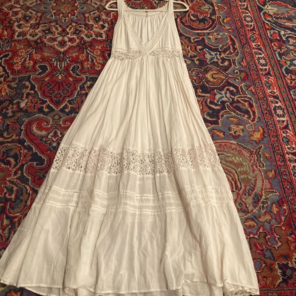 Free People beautiful detailed long dress size med, never worn, no tags